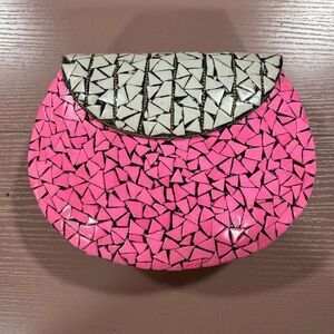 NEW Ramla Beverly Hills Pink/White Mosaic Handcrafted Handbag In Morocco